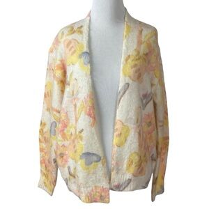 Bartolini Italian Alpaca Mohair Floral Open Front Cardigan Sweater Medium Dainty